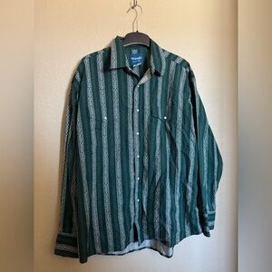 Vintage Wrangler Pearl Button Western Aztec Brushpopper Shirt Sz XL Green Long